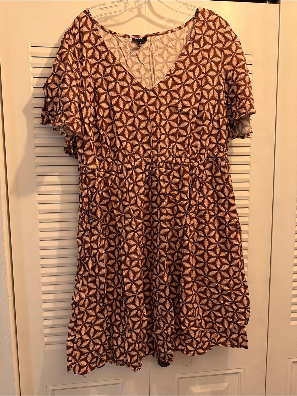 Torrid Brown + Pink Floral Skater Dress, size 1X